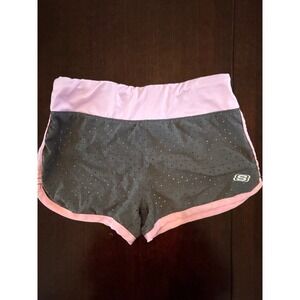 Skechers Active Girls Gray Pink Perforated Mesh Athletic Shorts Size 7/8
